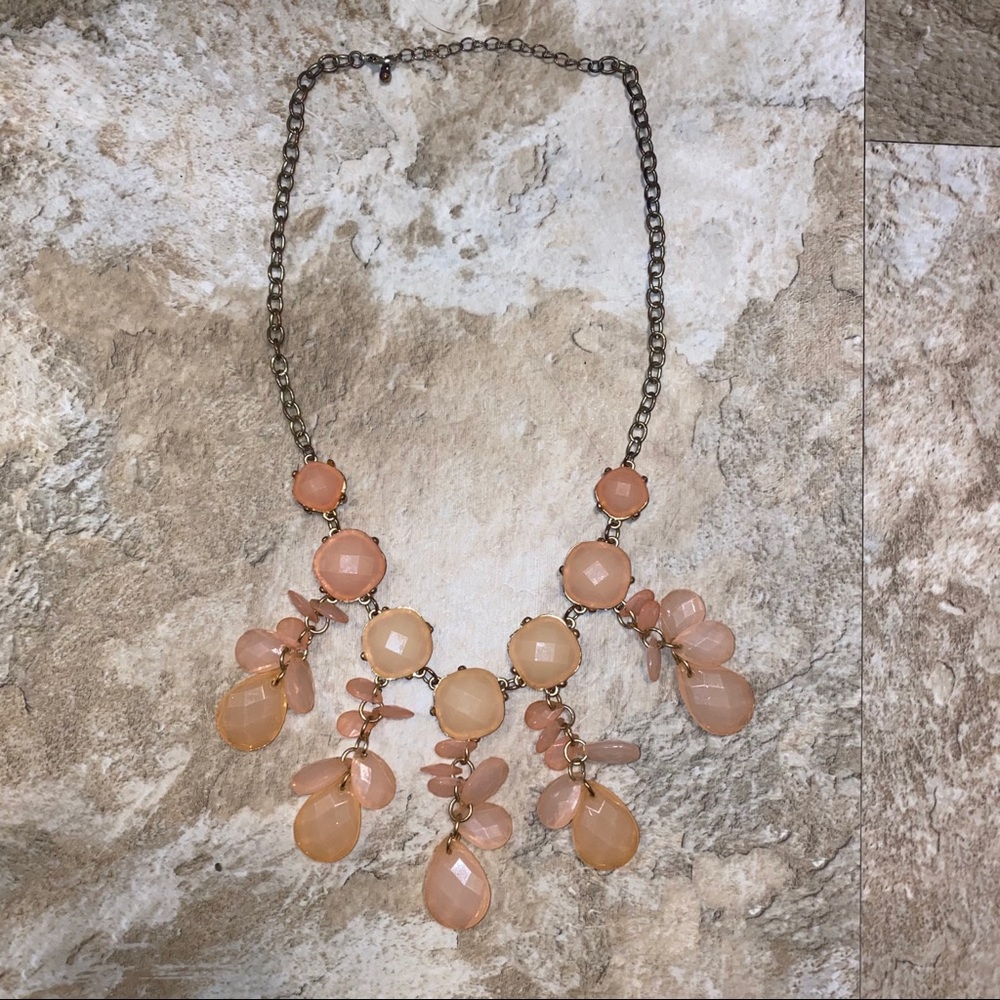 Coral pink dangly necklace
